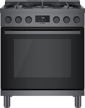 Credit: Bosch Front view of the Bosch 800 Series HDS8045U dual fuel range