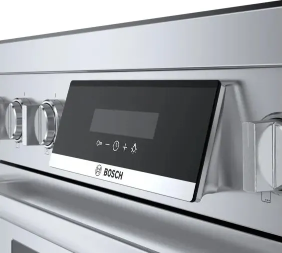 Credit: Bosch A close-up of the Bosch 800 Series HIS8655U induction range panel
