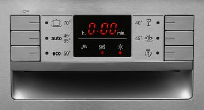 A close-up of a dishwasher timer