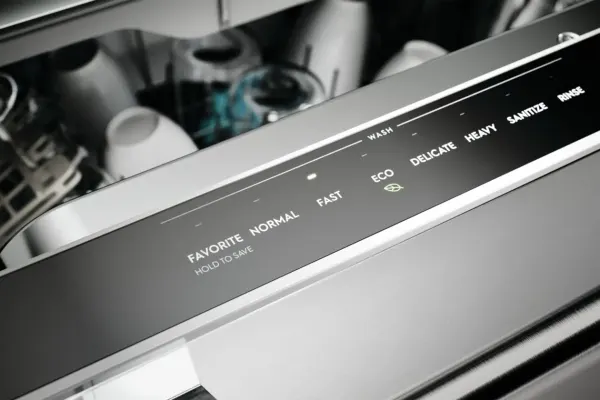 A close-up of the Electrolux EDSH4944BS dishwasher cycles