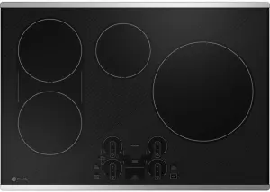 Overhead view of the GE Profile PHP9030STSS 30” induction cooktop