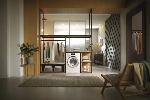 The Miele WXR 860 WCS washer in a laundry room 