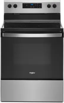 Front view of the Whirlpool WFE320M0JS range