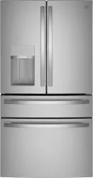 Front view of the GE Profile PVD28BYNFS French door refrigerator 