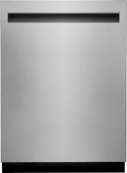 Front view of the JennAir JDPSG244PS dishwasher 