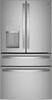 Front view of the GE Profile PVD28BYNFS French door refrigerator 