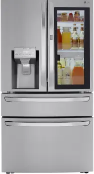 Front view of the LG LRMVC2306S counter depth refrigerator