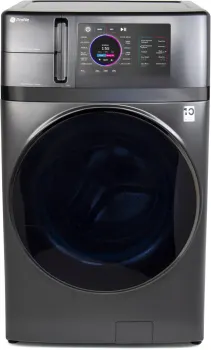 Front view of the GE Profile PFQ97HSPVDS washer dryer combo 