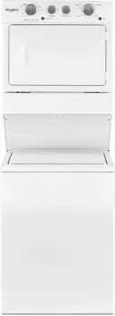 Front view of the Whirlpool WETLV27HW washer dryer unit 