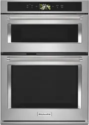 Credit: KitchenAid Front view of the KitchenAid KOCE900HSS microwave oven combo