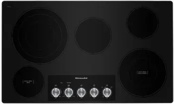 Overhead view of the KitchenAid KCES556HSS cooktop 