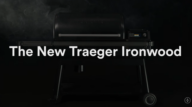 Credit: BlvdHome Front view of the new Traeger Ironwood grill on a black background