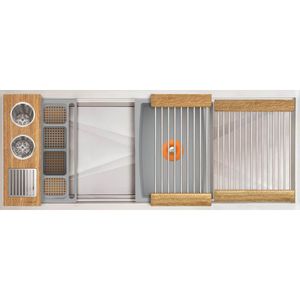 Overhead view of the The Galley IWA-3-S-DD-12-S-QW workstation sink