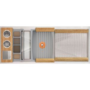 Overhead view of the The Galley IWA-30-S-DD-18-S-QW workstation sink