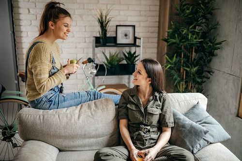 Apartment Friends Talking Two Friends Talking in a Apartment