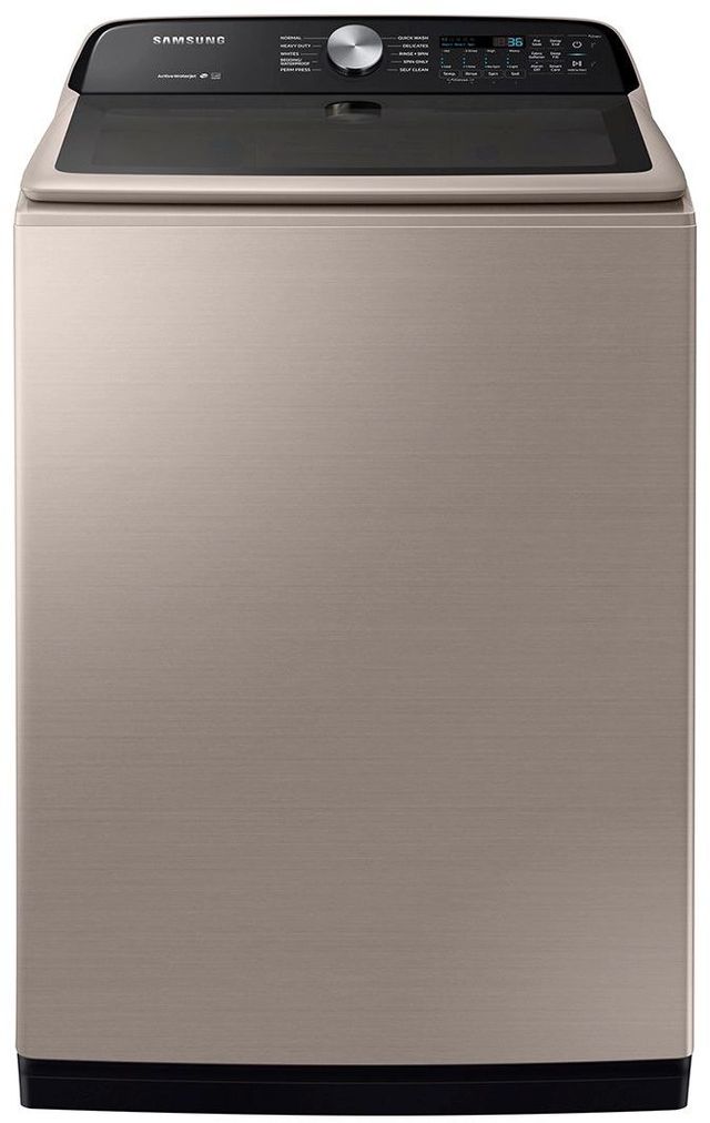 Albert Lee Stock photo of a champagne colored Samsung washer.