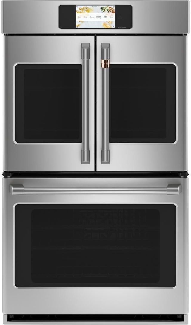 Albert Lee Stock photo of a stainless steel Café brand double wall oven.