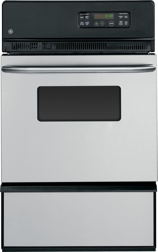 Albert Lee Stock photo of a stainless steel GE brand gas wall oven.