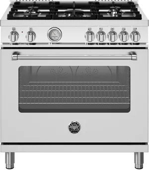Front view of the Bertazzoni Master Series MAS365DFMXV 36” dual fuel range