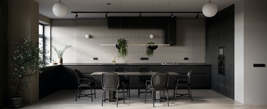 Kitchen with a Black Layout Style Black Layout Style Kitchen