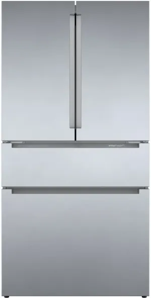 Front view of the Bosch 800 Series B36CL80ENS French door refrigerator