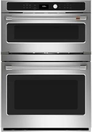 Front view of the Cafe CTC912P2NS1 microwave oven combo