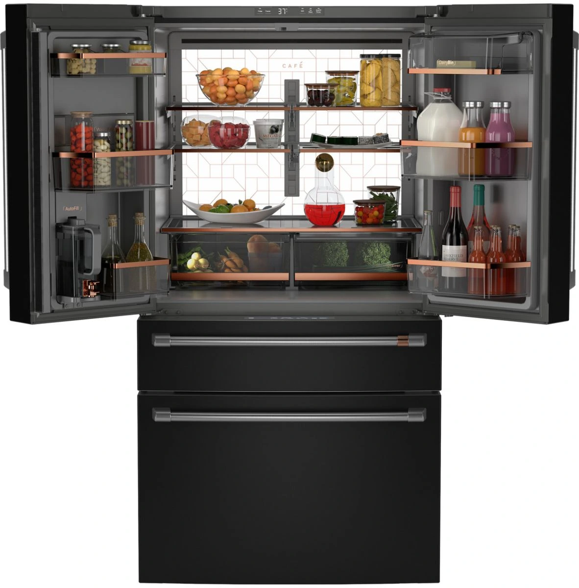 Black French Door Refrigerator Café Matte Black French Door Refrigerator