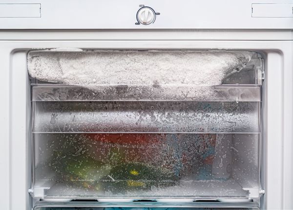 A close-up of a compact freezer 