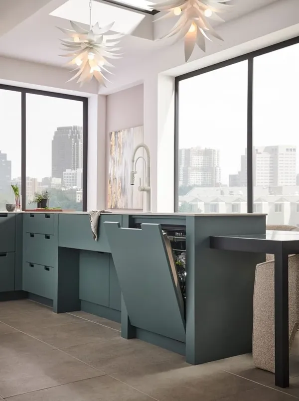 The Cove DW2451 ADA panel ready dishwasher in a teal panel ready finish 