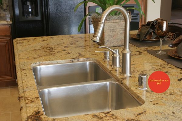 A graphic demonstrating a dishwasher air gap