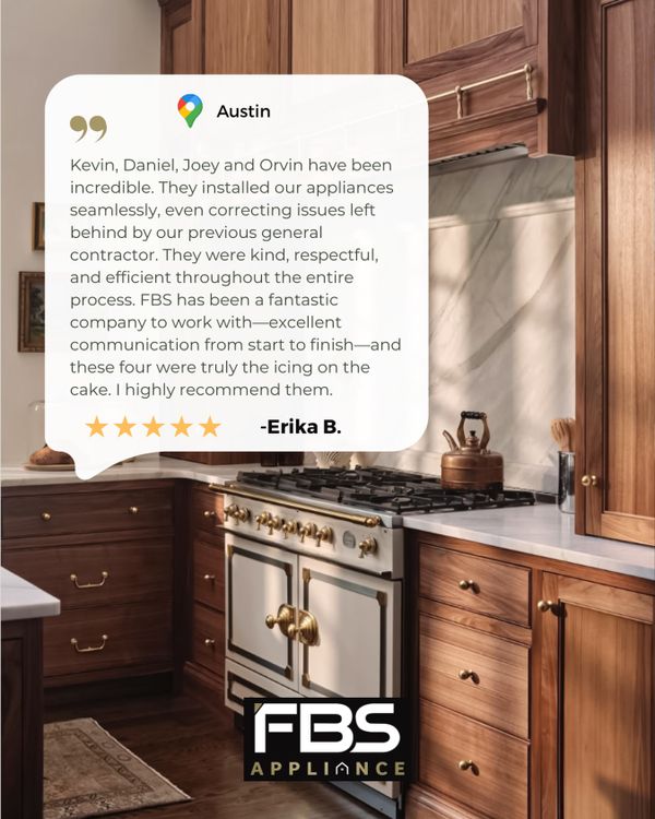An infographic of a review for FBS Appliance