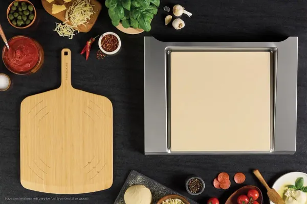 Overhead view of the Frigidaire Stone-Baked Pizza Shield and Peel