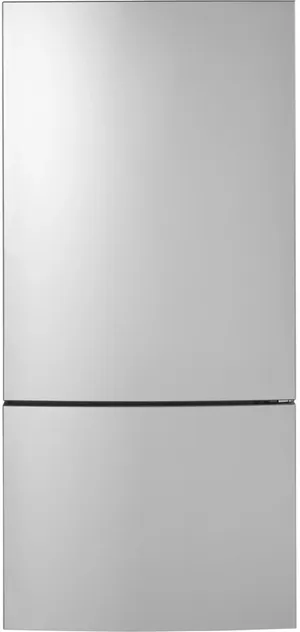 Credit: GE Front view of the GE GBE17HYRFS bottom freezer refrigerator