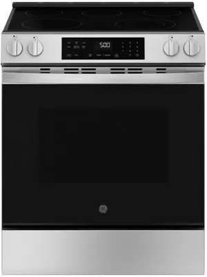 Credit: GE Front view of the GE GRS500PVSS electric range