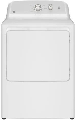 Front view of the GE GTD38EASWWS dryer