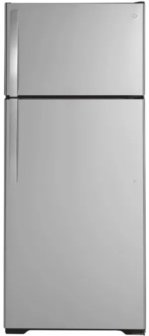 Credit: GE Front view of the GE GTS18HYNRFS top freezer refrigerator