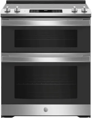Credit: GE Front view of the GE JSS86SPSS double oven range