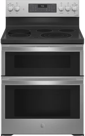 Front view of the GE Profile PB965YPFS double oven range