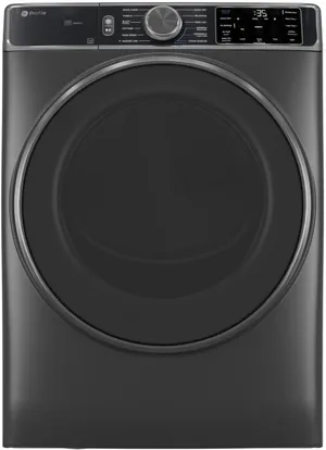 Front view of the GE Profile PFD95GSPWDS dryer
