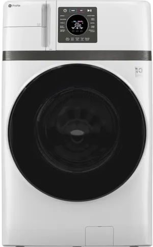 Front view of the GE Profile PFQ83HSSWWW washer dryer combo