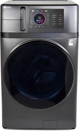 Front view of the GE Profile PFQ97HSPVDS washer dryer combo