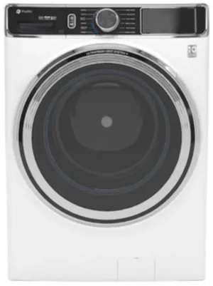 Front view of the GE Profile PFW870SSVWW front load washer