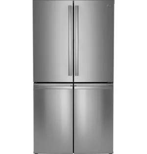 Front view of the GE Profile PHD23BYWFS French door refrigerator