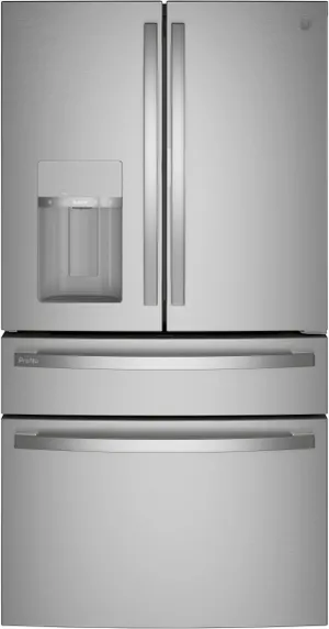 Front view of the GE Profile PVD28BYNFS French door refrigerator