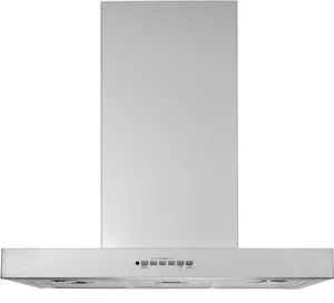 Front view of the GE Profile UVW8301SLSS wall mounted range hood