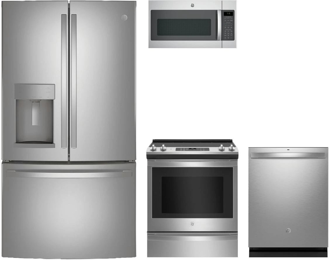 GE 4 Piece Stainless Steel Kitchen Suite GE 4 Piece Stainless Steel Kitchen Suite