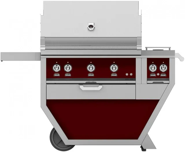 Hestan 36in Burgundy Deluxe Freestanding Grill
