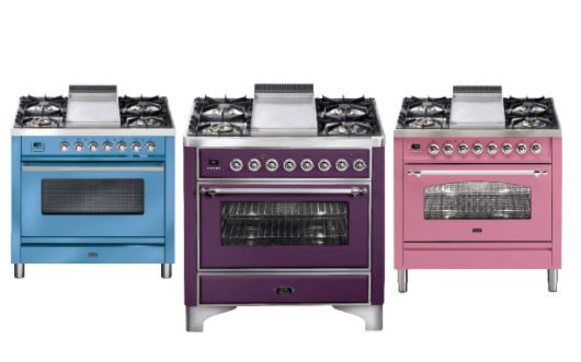 Ilve ranges in various colors