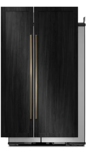 Front view of the JennAir JBSFS48NMX panel ready refrigerator