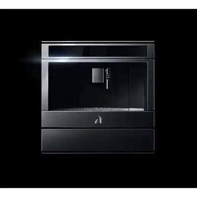 The JennAir JJB6424HL coffee maker against a black background